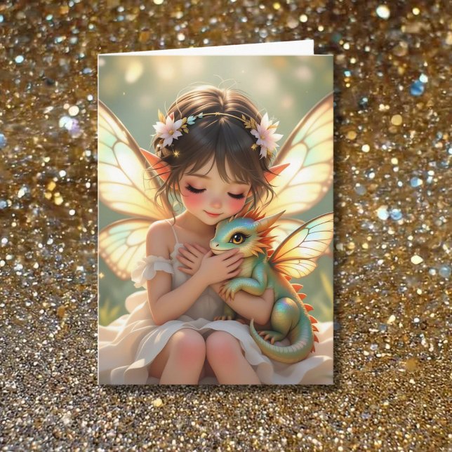 Cartão Fairy and Dragon Ethereal Girl's Birthday (Criador carregado)