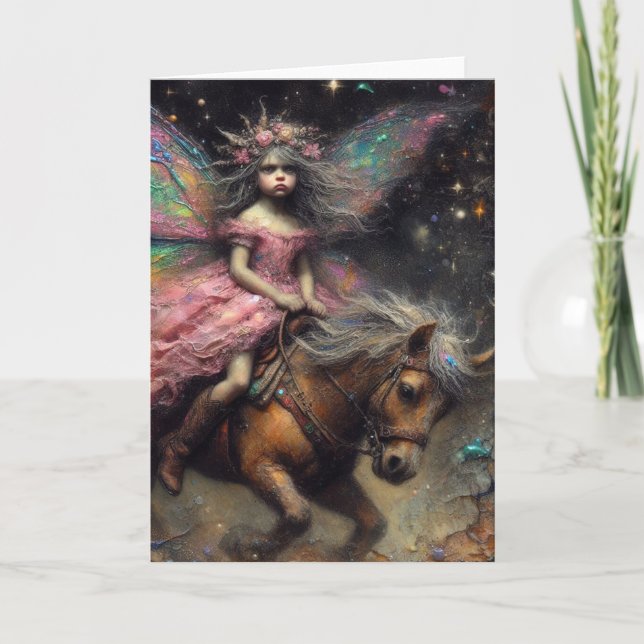 Cartão Fairy Bucking Pony Saudação de Ocasiões (Frente)