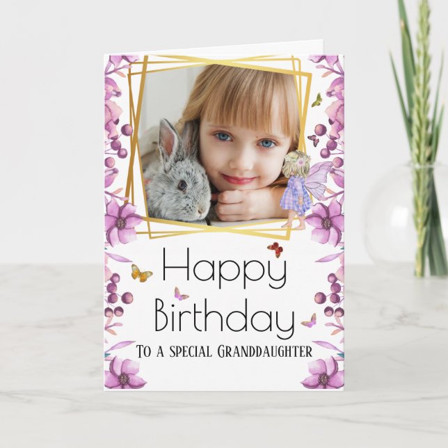 Cartão Fairy DIY foto borboleta jardim aniversário (Frente)