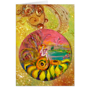 Cartão FAIRY OF SFLOWERS amarelo rosa azul