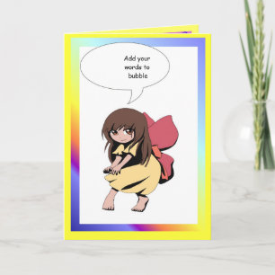 Cartão Fairy speech bubble, Wind in my skirt!