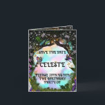 Cartão Fairy Whimsical Forest of Magic<br><div class="desc">Fairy whimsical forest of magic its a look that feels so magical that it came out straight of the dream and imagination,  from its forested trees to blossoming flowers scattered all around with many colorful and fun insects,  bugs and etc.</div>