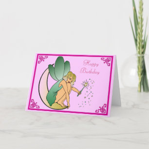 Cartão Fairy with Magic Wand Pixie Dust Happy Birthday