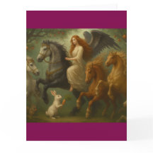 Fairytale Horses and Angel Folded Greeting Card
