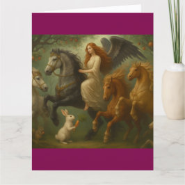 Cartão Fairytale Horses and Angel Folded Greeting Card
