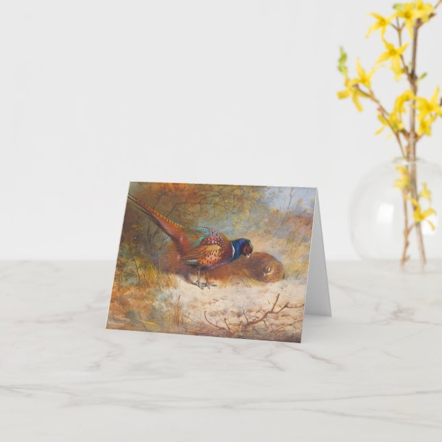 Cartão Faisão de Archibald Thorburn (Flor Amarela)