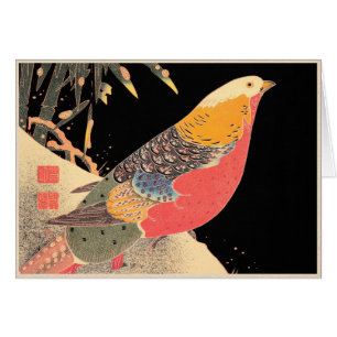 Cartão Faisão dourado na arte do pássaro de Itô Jakuch