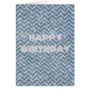 Cartão Faísca azul Chevron do brilho do falso