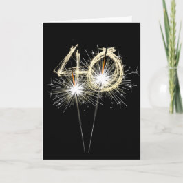 Cartão Faíscas do 40º aniversário em Preto