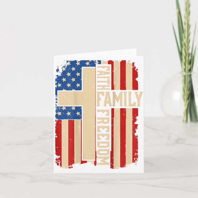 Cartão Faith Family Dom God Country Patriotic Christian O (Frente)
