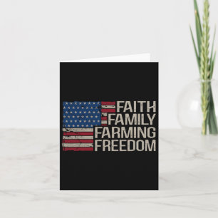 Cartão Faith Family Farming Freedom American Flag 4º