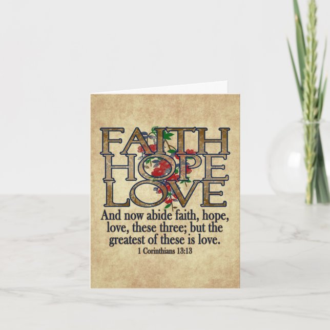 Cartão Faith Hope ama Escritura Elegante de Bíblias Crist (Frente)