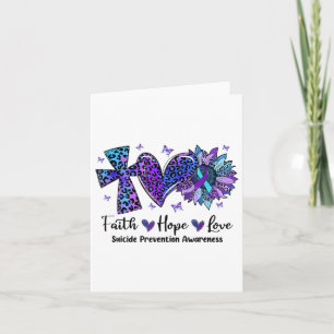 Cartão Faith Hope ama Leopardo de girassol Awarenes suici