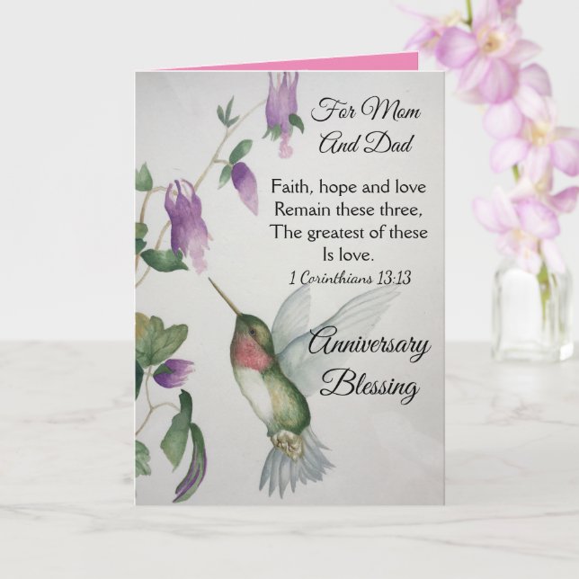 Cartão Faith Hope ama Pai Aniversário Abençoando (Orquídea)