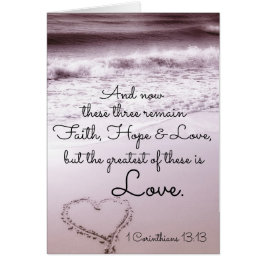 Cartão Faith Hope Love, 1 Corinthians 13:13, Beach Card