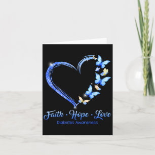 Cartão Faith Hope Love Diabetes Consciência Azul Butterfl