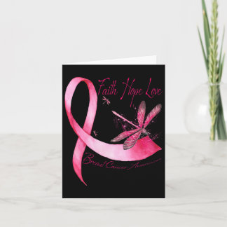 Cartão Faith Hope Love Dragonfly Pink Ribbon Breve Cance