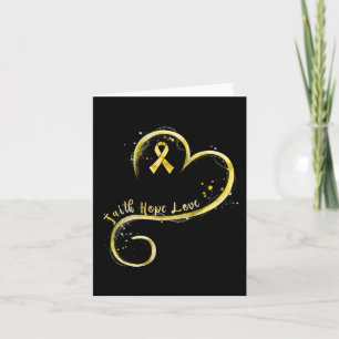 Cartão Faith Hope Love Yellow Ribbon Chilhood Cancer Awa