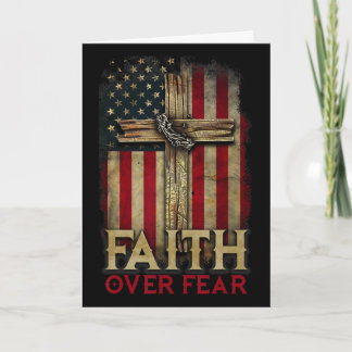 Cartão Faith Over Fear Christians Cross Usa American Flag