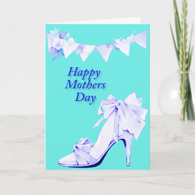 Cartão Faixa e Sapato em azul e azul-esverdeado (Frente)