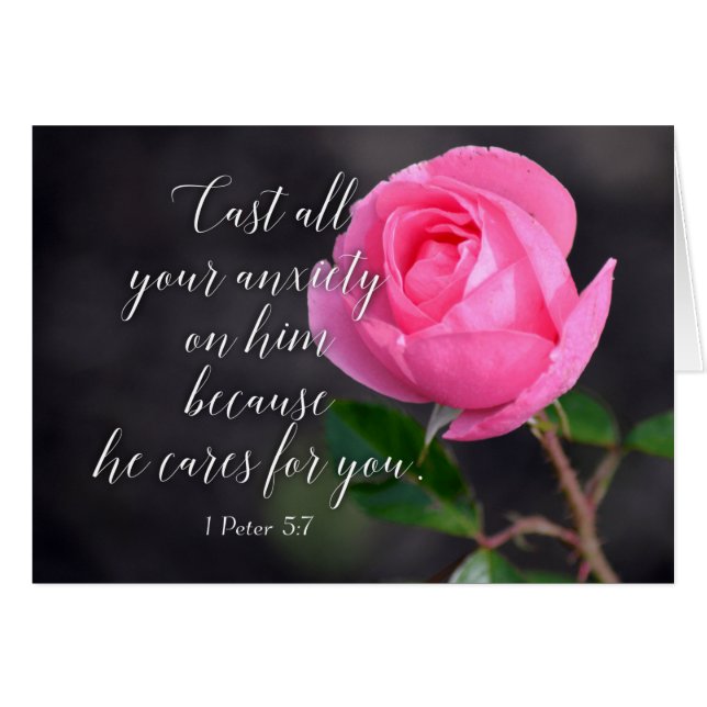 Cartão Fale toda a sua ansiedade Bíblia cristã. (Frente horizontal)