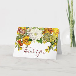 Cartão Fall Floral Botanical Burgundy Dourado Obrigado