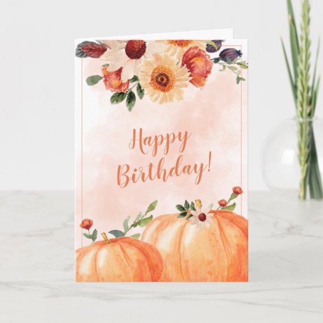 Cartão Fall Floral Happy Birday (Frente)