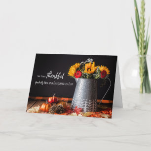 Cartão Fall Flowers Thanksgiving Son and Wife