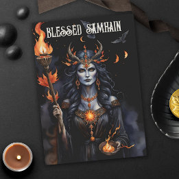 Cartão Fall Forest Abençoada Bruxa Pagan Noite de Samhain