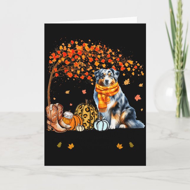 Cartão Fall Maple Tree Print Dog Lover Happy Thanksgiving (Frente)