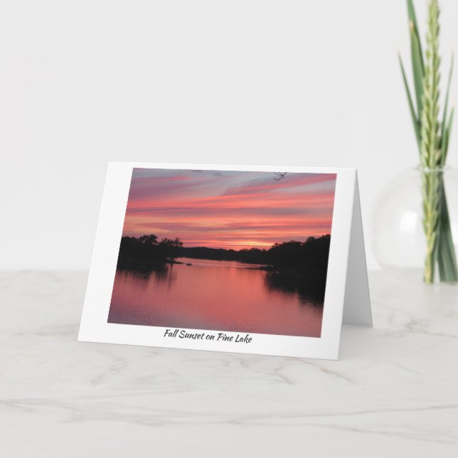 Cartão Fall Sunset no Lago Pine (Frente)