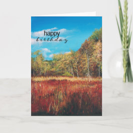 Cartão Fall Trees Blue Sky Art Feliz Aniversário