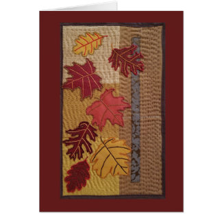 Cartão "Falling Leaves" Art Quilt/ Maroon