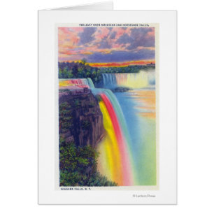 Cartão Falls americanos e ferradura em Dusk