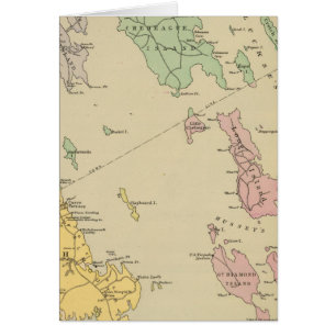 Cartão Falmouth Foreside, ilhas adjacentes, Baía de Casco