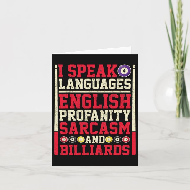 Cartão Falo 4 idiomas Profanação Sarcasmo E Billiard (Frente)