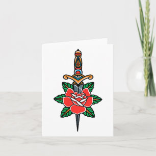 Cartão Falso amigo Tradicional Americano Tatuagem Antiga