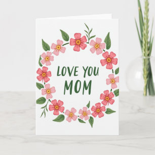 Cartão Falso Dourado Floral Amo Você Mamãe