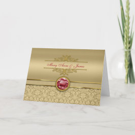 Cartão Falso Rubi Escuro Vermelho Pedra Preciosa Dourado