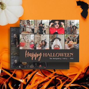 Cartão Família Cute Script Feliz Halloween 12 Foto Preto
