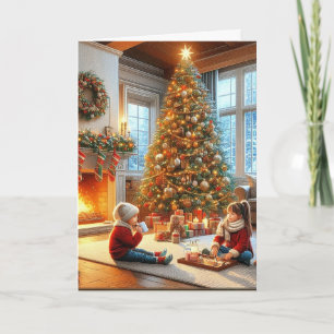 Cartão Família da Árvore de Natal