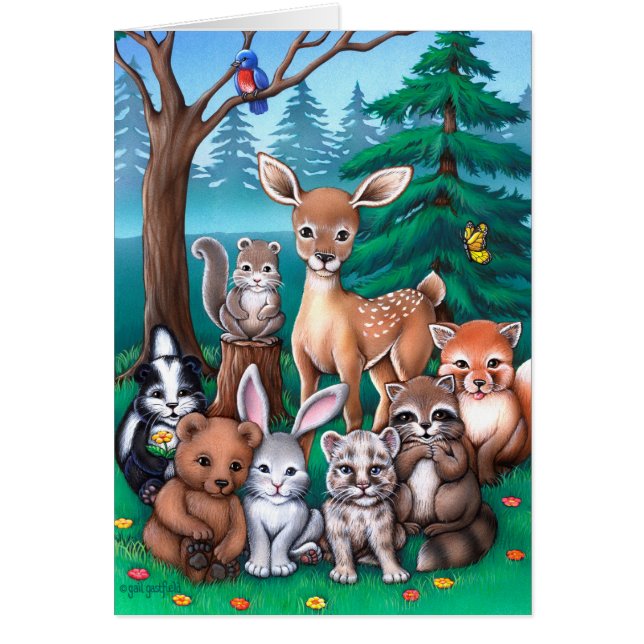 Cartão Família da floresta (Frente)