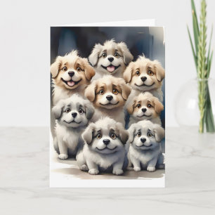 Cartão Família de Cachorrinho Fofo em Branco de Saudação