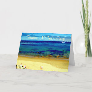 Cartão Família de dias de as mães na placa de praia