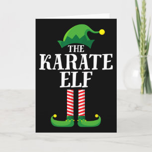 Cartão Família de Elfo de Karate Correspondente Roupas de