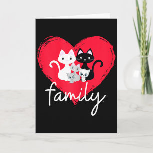 Cartão Família de Gatos Fofos Dia dos Namorados