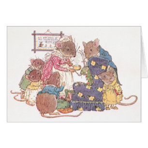 Cartão Família de seis ratos