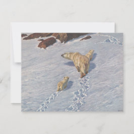 Cartão Família de Ursos Polares na Neve Ártica