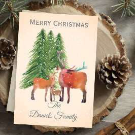 Cartão Família de Veados de Natal Personalizada
