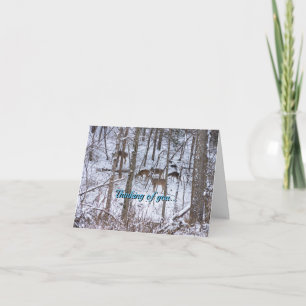 Cartão Família Deer Na Neve Pensando Em Você